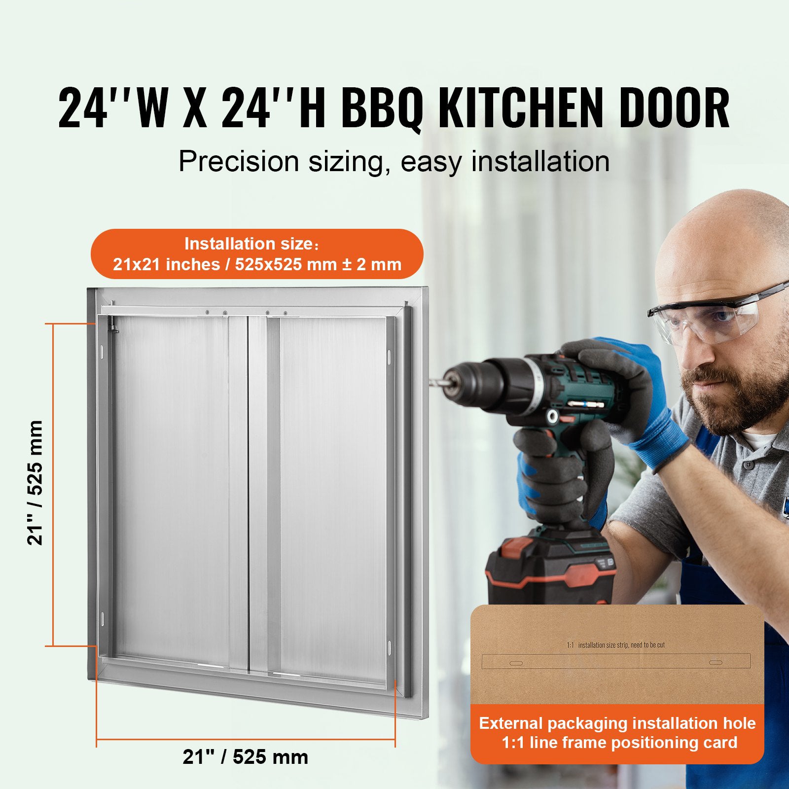 BBQ Access Door 610x610mm Double Stainless Steel Flush Mount Outdoor Door